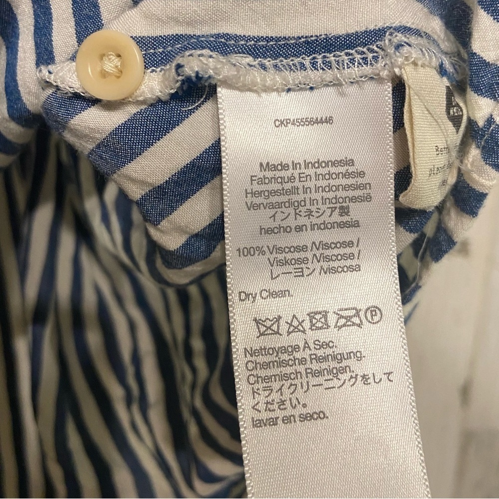 Madewell Courier Pleat Back Blue White Striped Button Down Shirt XS - Picture 7 of 7